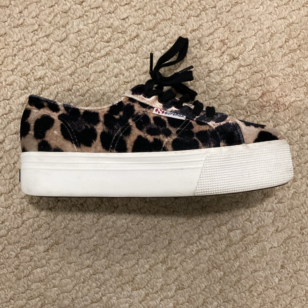 Superga Platform Sneakers Leopard Pony Size 38 (7.5)